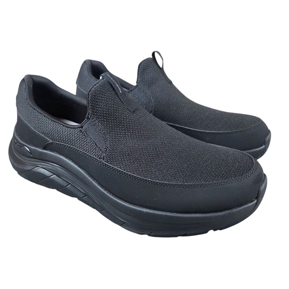 Skechers Arch Comfort Flex Shoes Black Slip-On Arch Support 66751S Men's Size 13